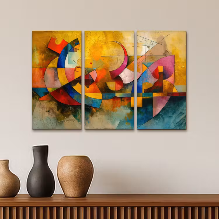 Kleurrijk - Geometrisch - Abstract Canvas - Meerluiken 3 luik klein -sfeer3