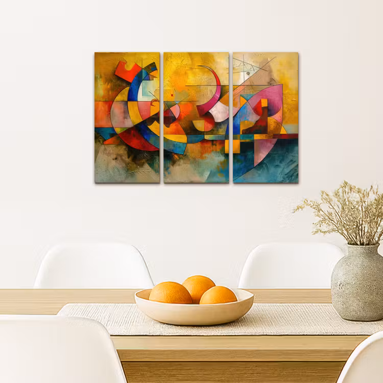 Kleurrijk - Geometrisch - Abstract Canvas - Meerluiken 3 luik klein -sfeer4