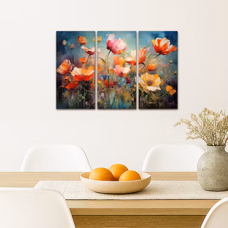 Bloemen - Kleurrijk - Abstract Canvas - Meerluiken 3 luik klein -sfeer4