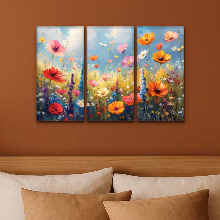 Bloemen - Lente - Kleurrijk - Zomers Canvas - Meerluiken 3 luik klein -sfeer2