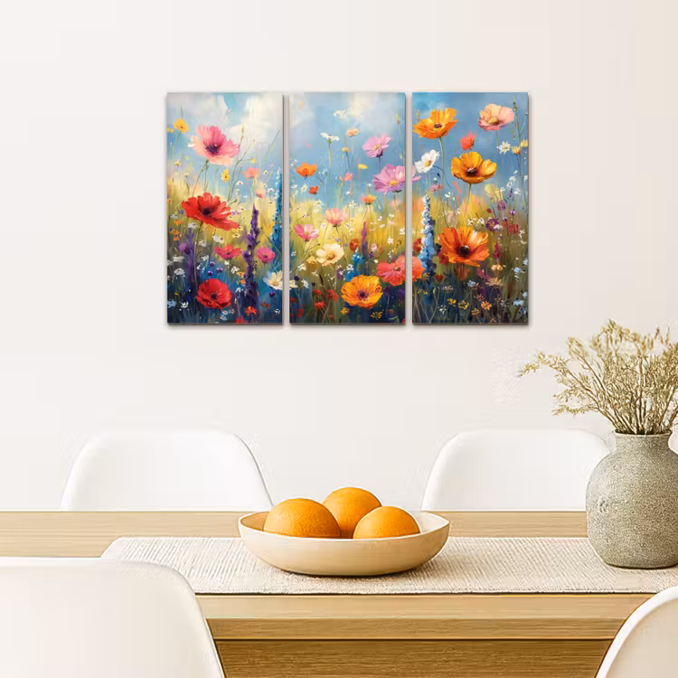 Bloemen - Lente - Kleurrijk - Zomers Canvas - Meerluiken 3 luik klein -sfeer4