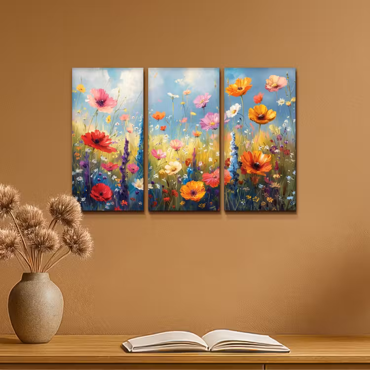 Bloemen - Lente - Kleurrijk - Zomers Canvas - Meerluiken 3 luik klein -sfeer5