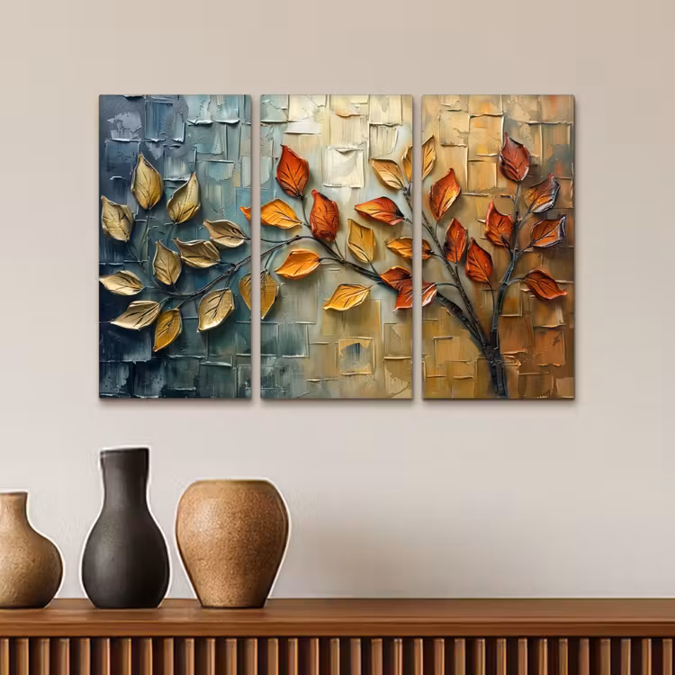 Boom - Bladeren - Natuur - Verflook Canvas - Meerluiken 3 luik klein -sfeer3