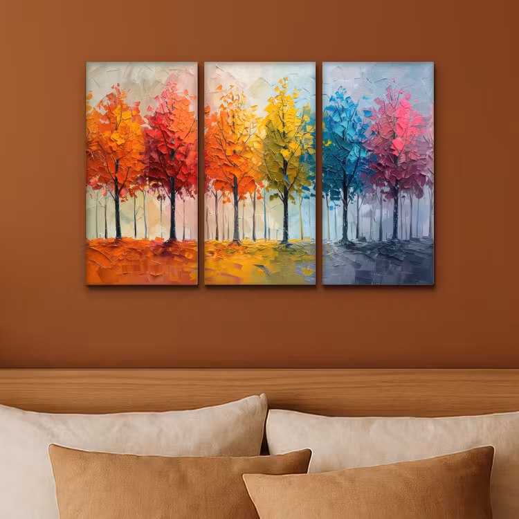 Bomen - Kleurrijk - Modern - Verflook Canvas - Meerluiken 3 luik klein -sfeer2