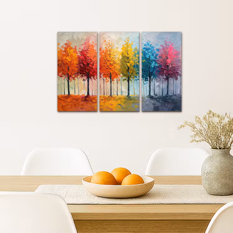 Bomen - Kleurrijk - Modern - Verflook Canvas - Meerluiken 3 luik klein -sfeer4