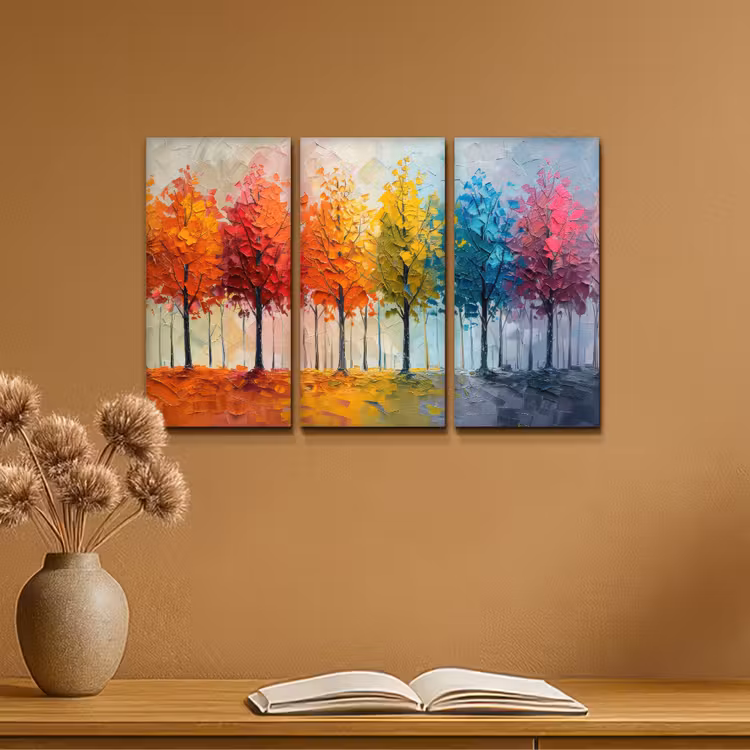 Bomen - Kleurrijk - Modern - Verflook Canvas - Meerluiken 3 luik klein -sfeer5