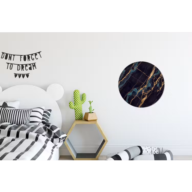 Abstract - Gouden lijnen - Kunst - Modern - Zwart Wandcirkel aluminium klein -kinderkamer