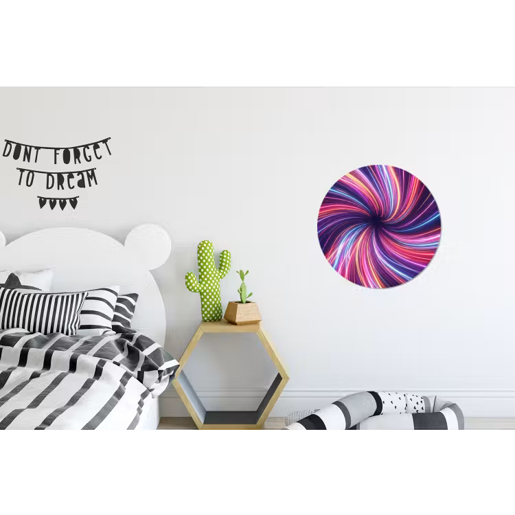 Abstract - Swirl - Futuristic - Neon Wandcirkel aluminium klein -kinderkamer
