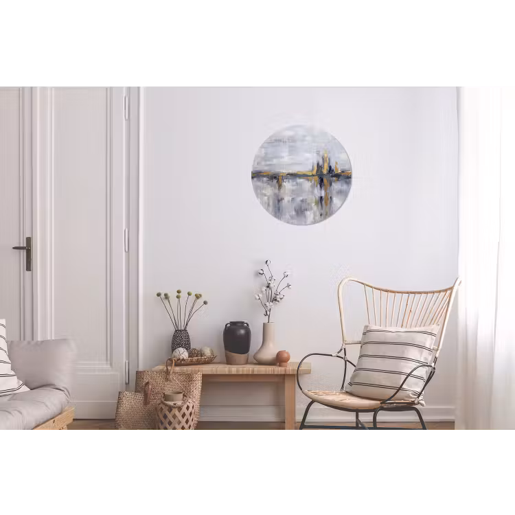 Abstract - Structuur - Goud - Grijs - Modern Wandcirkel aluminium klein -woonkamer