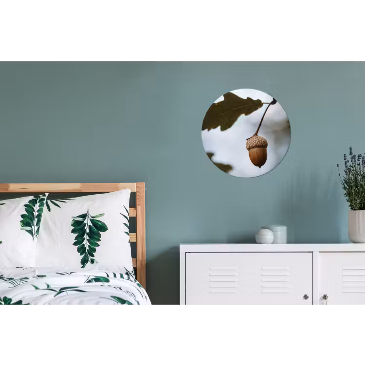 Eikel - Eikenblad - Bos - Herfst - Natuur Wandcirkel aluminium klein -slaapkamer