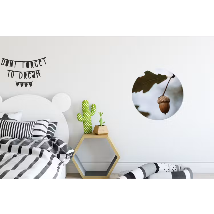 Eikel - Eikenblad - Bos - Herfst - Natuur Wandcirkel aluminium klein -kinderkamer