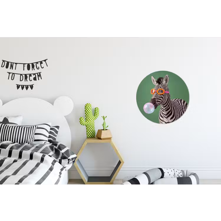 Dier - Bril - Bel - Modern - Groen Wandcirkel aluminium klein -kinderkamer
