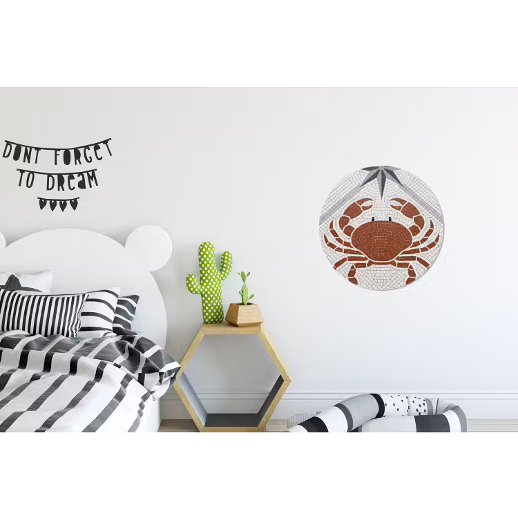 Dier - Mozaïek - Zee - Klassiek - Bruin Wandcirkel aluminium klein -kinderkamer
