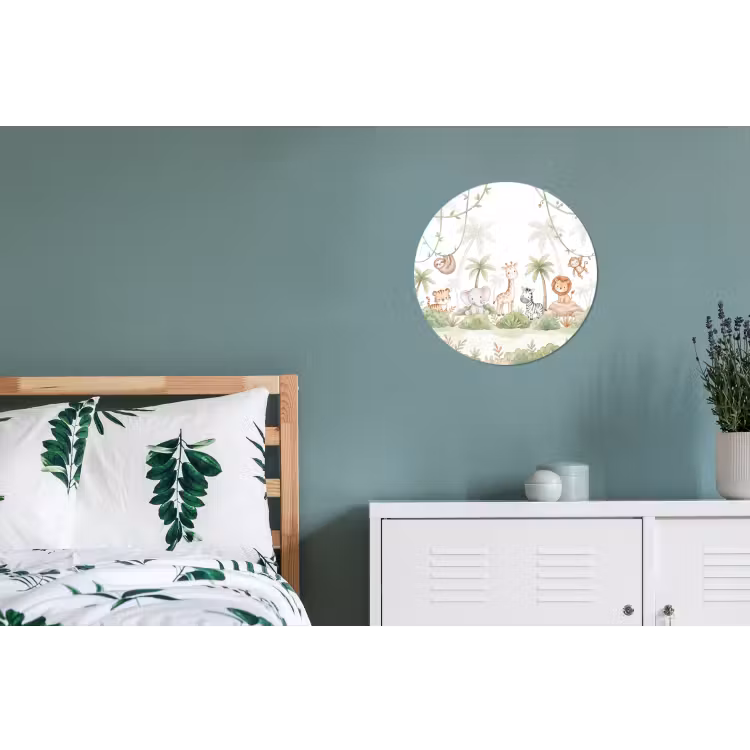 Dieren - Jungle - Pastel Wandcirkel aluminium klein -slaapkamer