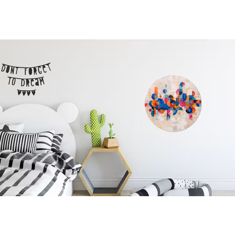 Kunst - Geometrisch - Abstract - Kleurrijk Wandcirkel aluminium klein -kinderkamer