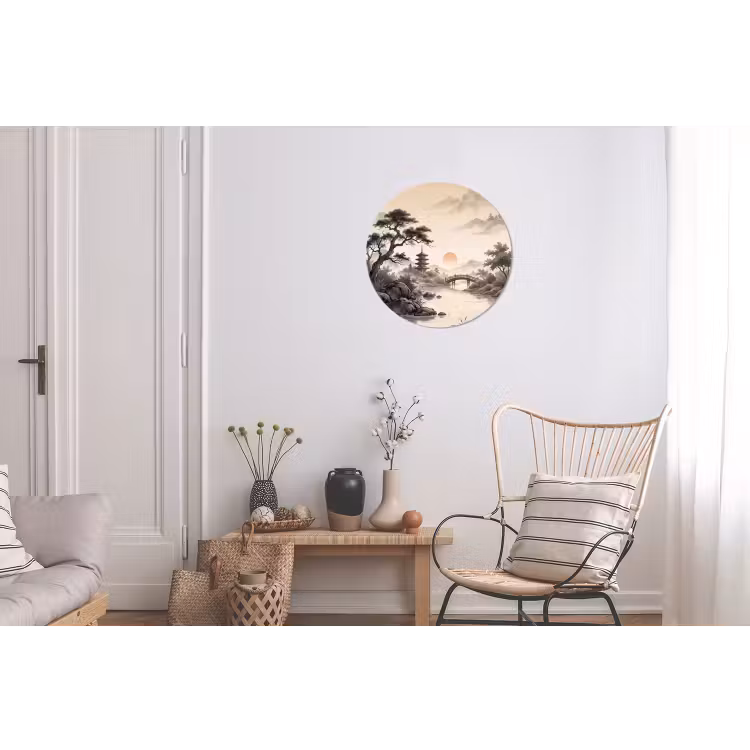 Azië - Landschap - Kleurrijk Wandcirkel aluminium klein -woonkamer