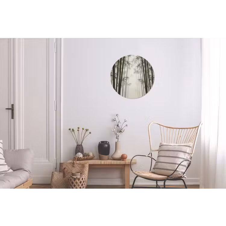 Bamboe - Bos - Mist - Natuur Wandcirkel aluminium klein -woonkamer