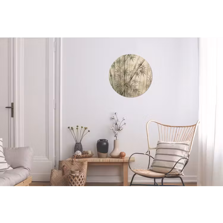 Bamboe - Bladeren - Aziatisch - Groen - Natuur Wandcirkel aluminium klein -woonkamer