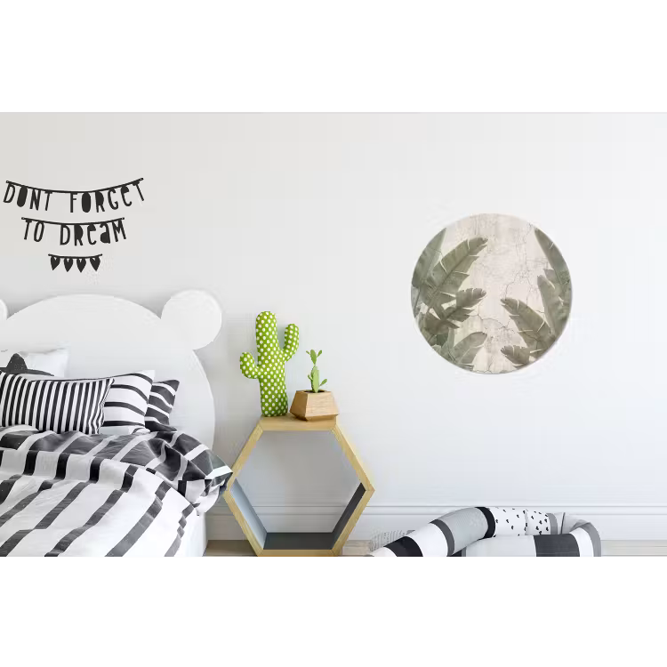 Bananenbladeren - Beton - Groen Wandcirkel aluminium klein -kinderkamer