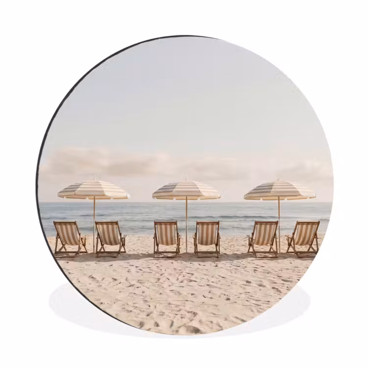 Strand - Stoelen - Parasol Wandcirkel aluminium klein -3d