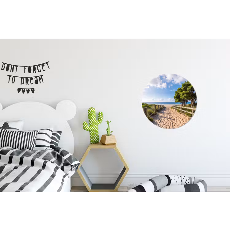 Strand - Zandpad - Oceaan - Natuur Wandcirkel aluminium klein -kinderkamer