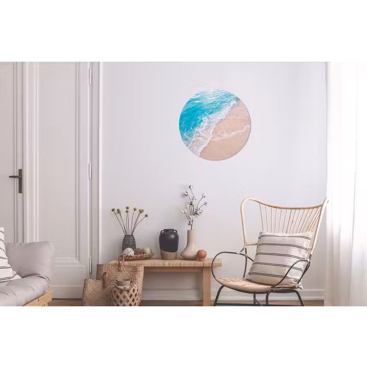 Strand - Zee - Golf - Natuur - Blauw Wandcirkel aluminium klein -woonkamer