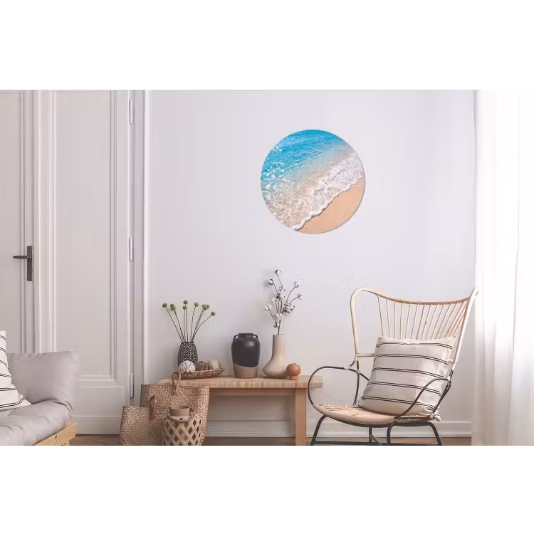 Strand - Water - Natuur - Blauw - Beige Wandcirkel aluminium klein -woonkamer