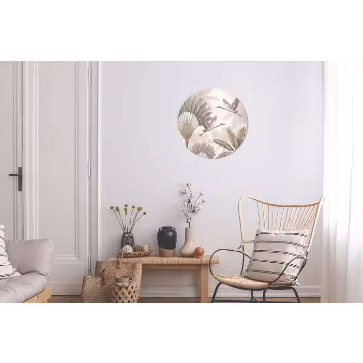 Vogel - Tropisch - Jungle - Natuur - Beige Wandcirkel aluminium klein -woonkamer