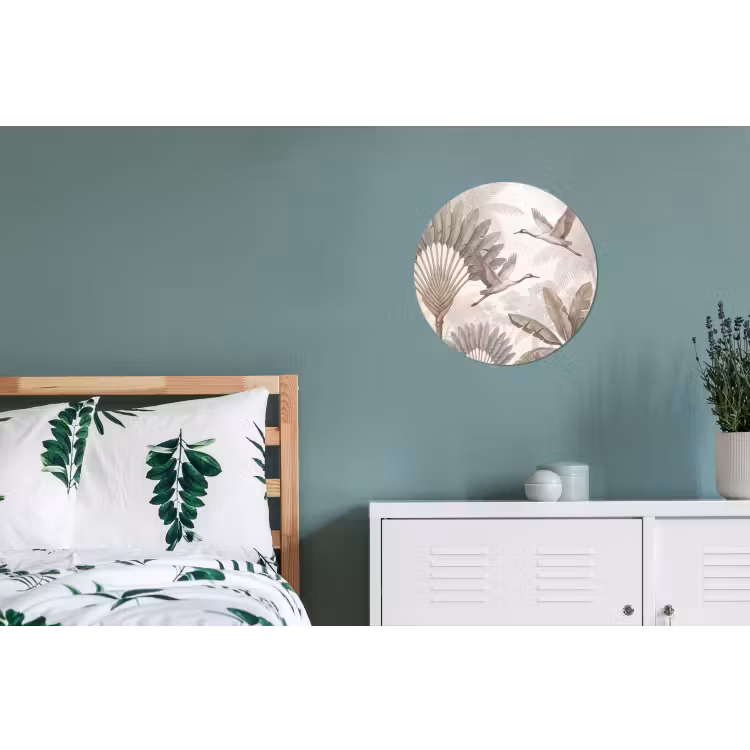 Vogel - Tropisch - Jungle - Natuur - Beige Wandcirkel aluminium klein -slaapkamer