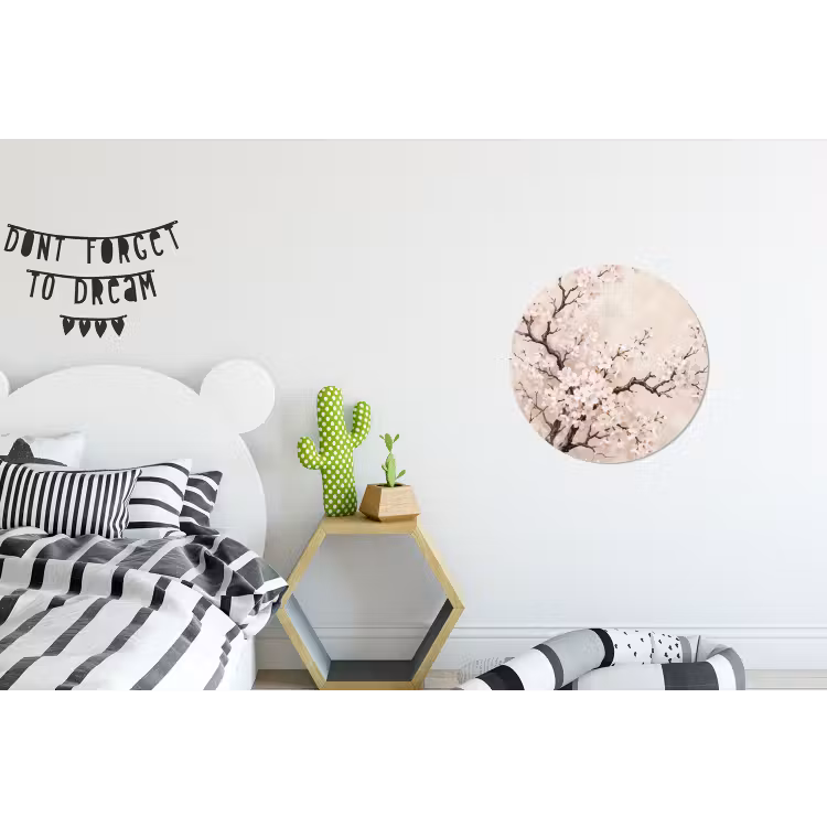 Bloesem - Illustratie - Taupe Wandcirkel aluminium klein -kinderkamer
