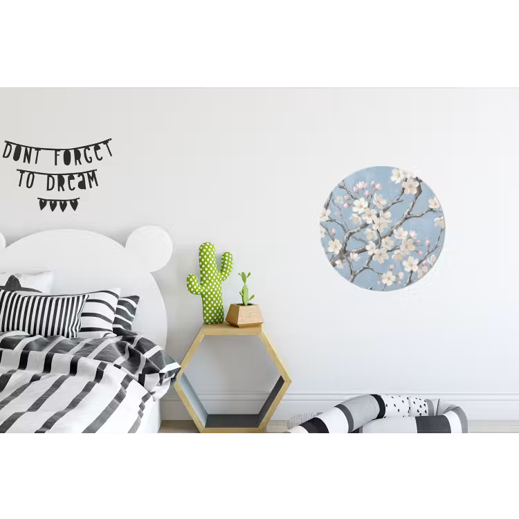 Takken - Kersenbloesem - Blauw Wandcirkel aluminium klein -kinderkamer