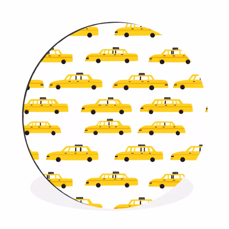 Taxi - Iconisch - Geel Wandcirkel aluminium klein 190 -3d