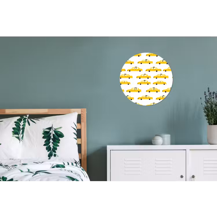 Taxi - Iconisch - Geel Wandcirkel aluminium klein 190 -slaapkamer