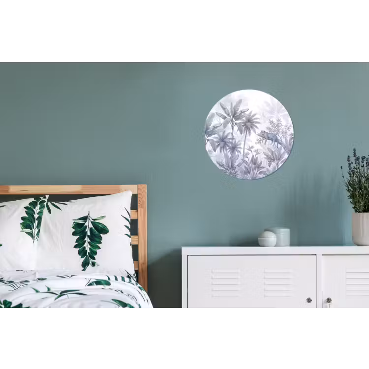 Kat - Tropisch bos - Modern - Grijs Wandcirkel aluminium klein -slaapkamer