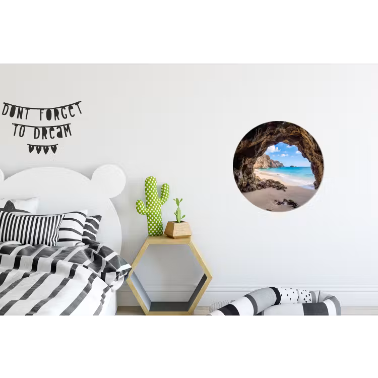 Grot - Strand - Zee - Blauw Wandcirkel aluminium klein -kinderkamer