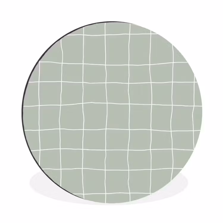 Ruitpatroon - Golvend - Groen Wandcirkel aluminium klein 190 -3d