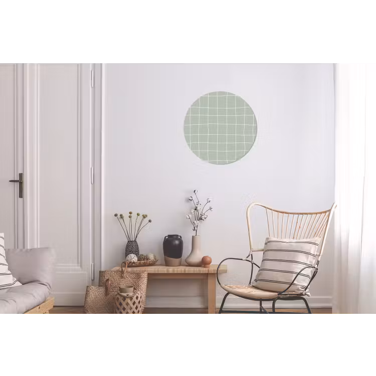 Ruitpatroon - Golvend - Groen Wandcirkel aluminium klein 190 -woonkamer