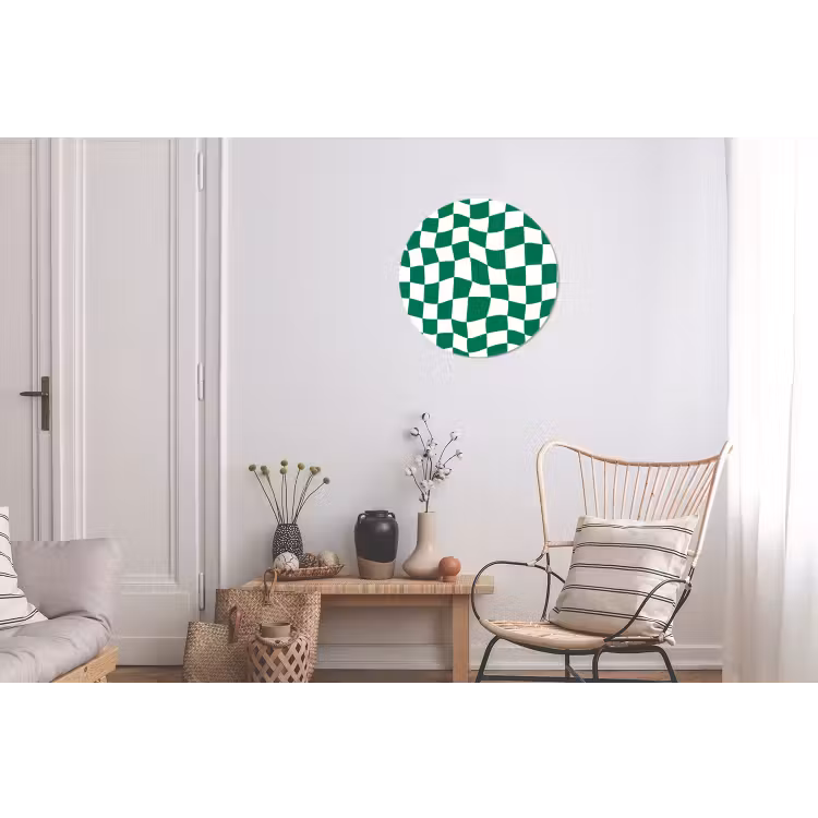 Schaakbord - Golvend - Groen Wandcirkel aluminium klein 190 -woonkamer