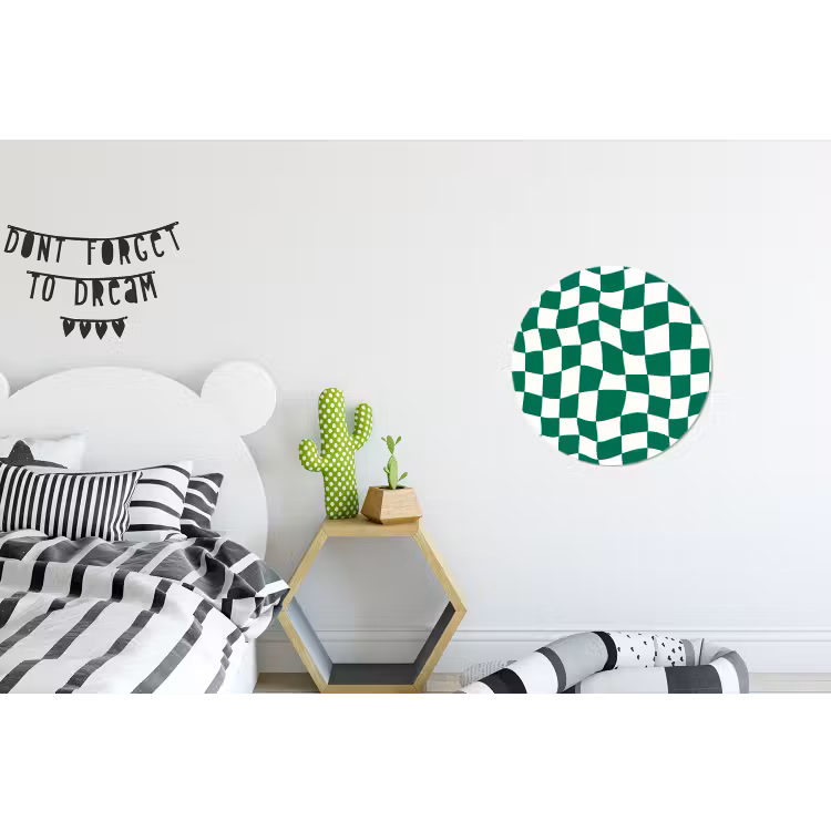 Schaakbord - Golvend - Groen Wandcirkel aluminium klein 190 -kinderkamer
