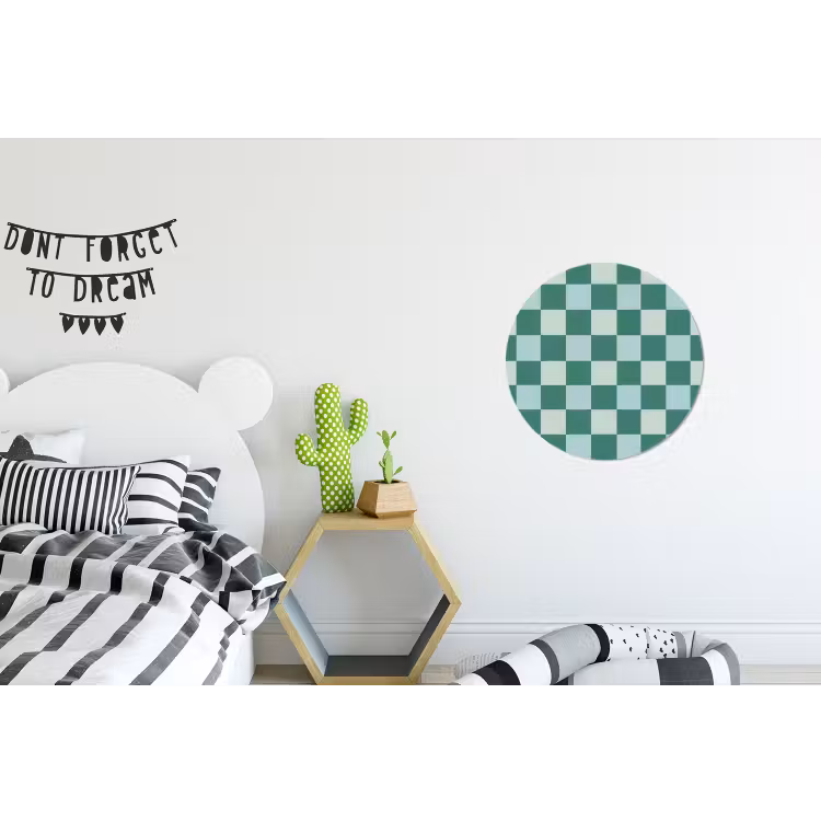 Schaak - Klassiek - Groen Wandcirkel aluminium klein 190 -kinderkamer