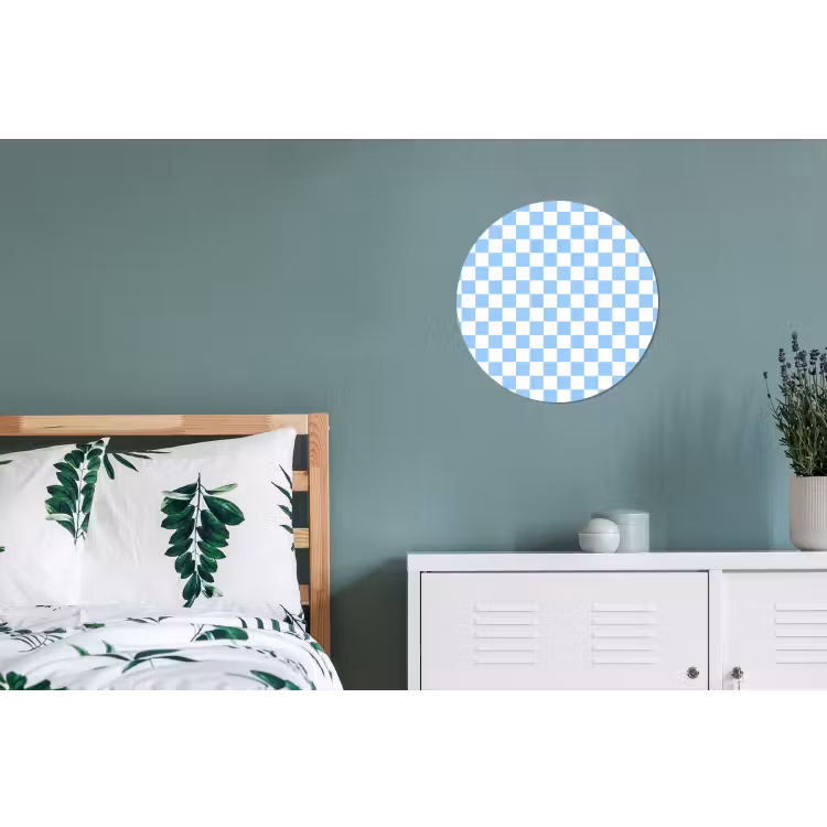 Schaakbord - Klassiek - Blauw Wandcirkel aluminium klein 190 -slaapkamer
