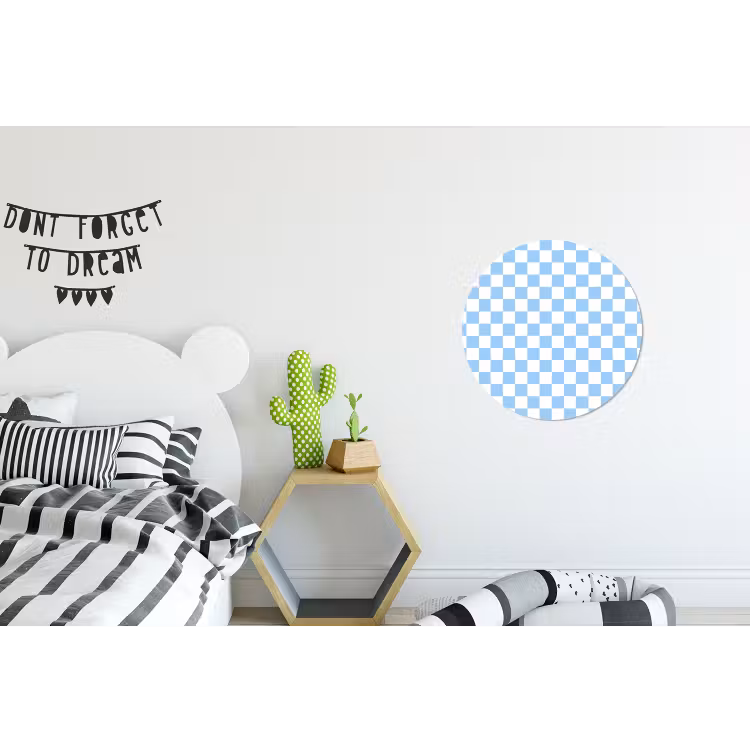 Schaakbord - Klassiek - Blauw Wandcirkel aluminium klein 190 -kinderkamer