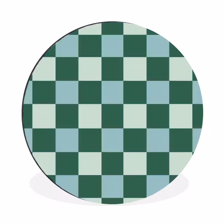 Schaakbord - Klassiek - Groen Wandcirkel aluminium klein 190 -3d