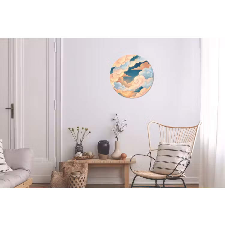 Wolk - Lucht - Natuur - Illustratief - Oranje Wandcirkel aluminium klein -woonkamer