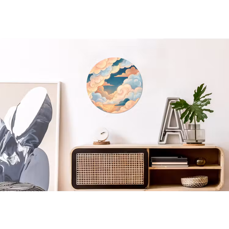 Wolk - Lucht - Natuur - Illustratief - Oranje Wandcirkel aluminium klein -kantoor