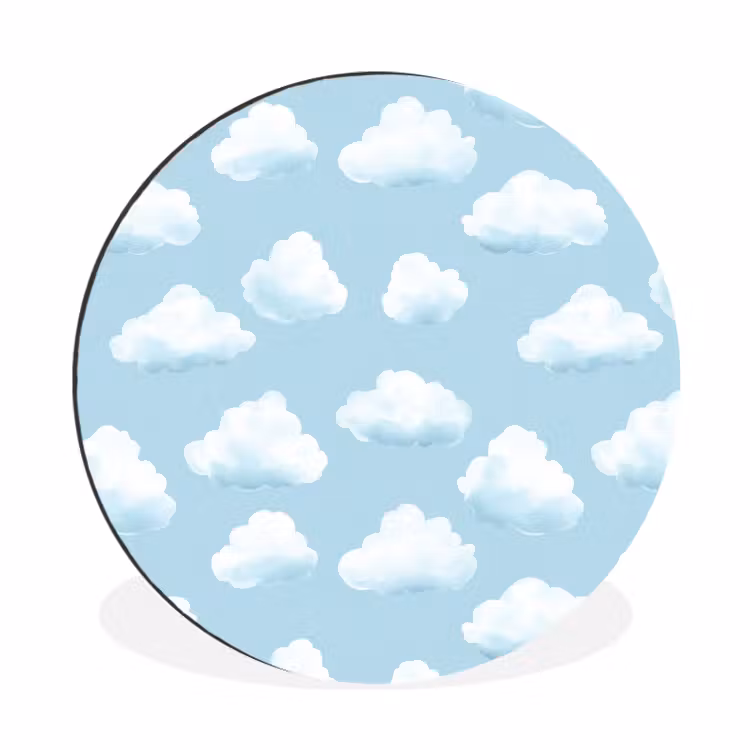 Wolken - Illustratie - Blauw Wandcirkel aluminium klein 190 -3d