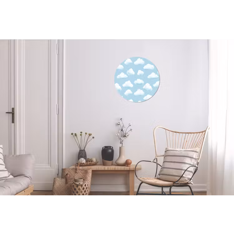 Wolken - Illustratie - Blauw Wandcirkel aluminium klein 190 -woonkamer