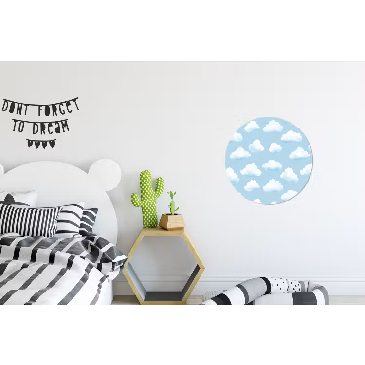 Wolken - Illustratie - Blauw Wandcirkel aluminium klein 190 -kinderkamer