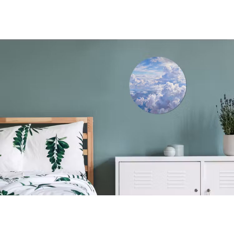 Wolken - Lucht - Natuur - Abstract - Blauw Wandcirkel aluminium klein -slaapkamer