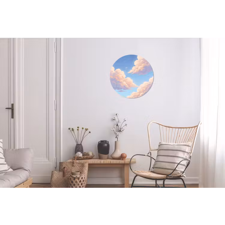 Wolken - Lucht - Natuur - Blauw Wandcirkel aluminium klein -woonkamer